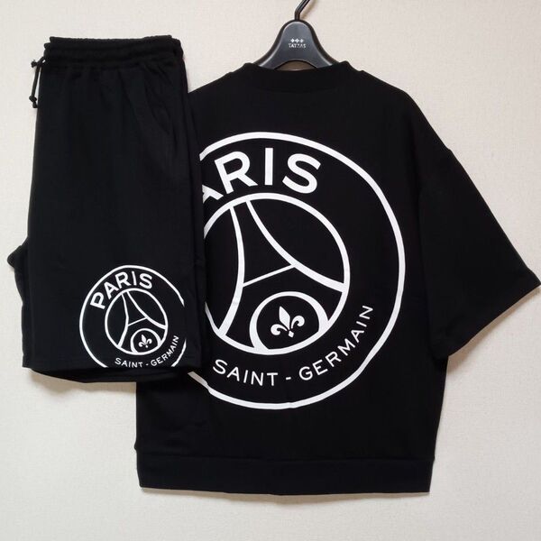 PARIS SAINT-GERMAIN新品未使用上下セットアップTシャツ半袖ハーフパンツブラックサイズXL