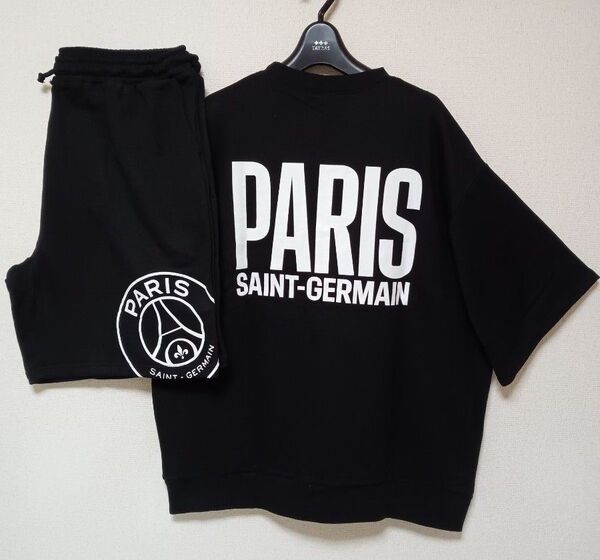PARIS SAINT-GERMAIN新品未使用セットアップ上下TシャツショートパンツブラックサイズXL