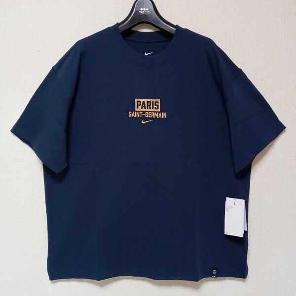 NIKE×PARIS SAINT-GERMAINパリサンジェルマン新品未使用刺繍プリント半袖TシャツネイビーサイズL
