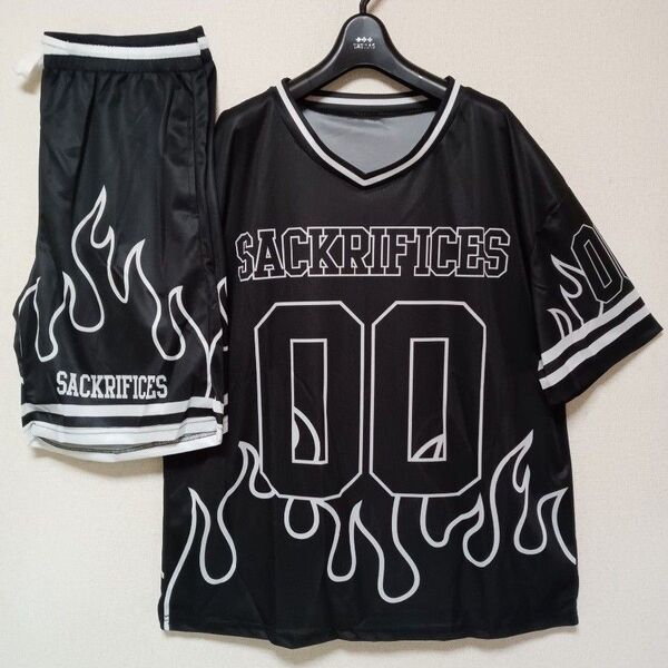 SACKRIFICES00新品未使用上下セットアップハーフパンツTシャツブラックサイズXL