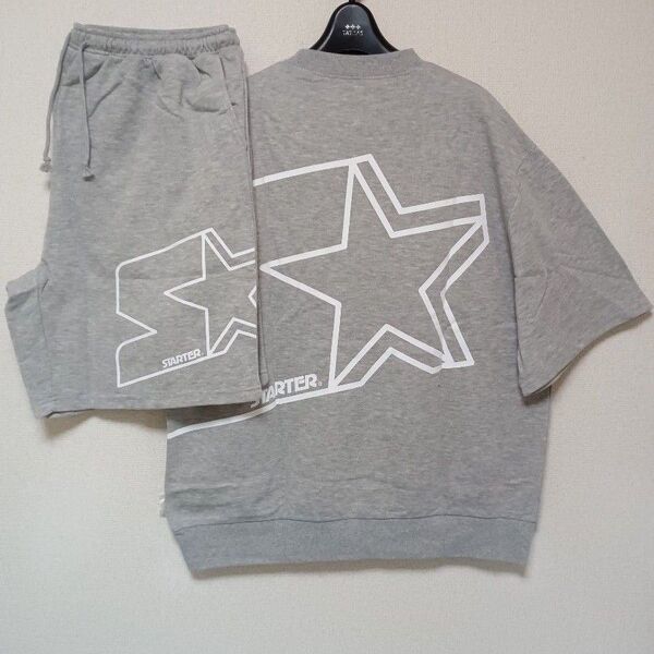 STARTERスターター新品未使用上下セットアップTシャツ半袖ハーフパンツグレーサイズXL