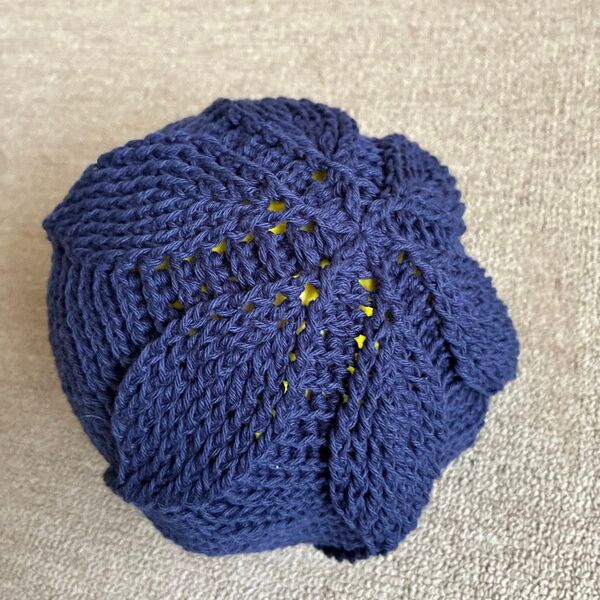 コットン糸ベレー帽 ハンドメイド ネイビー