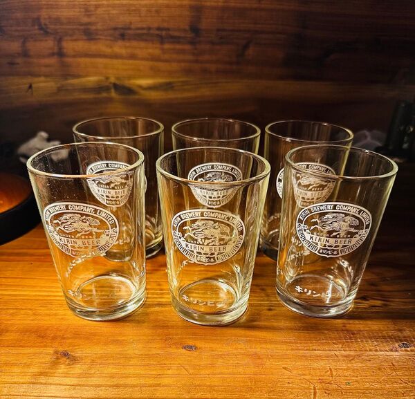 昭和レトロ キリンビールグラス 6個セット 希少!!非売品 *未使用品*