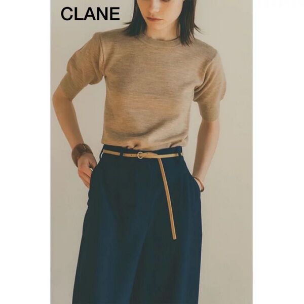 CLANE BACK OPEN KNIT TOPS ニット 半袖 ベージュ クラネ カットソー レディース auralee