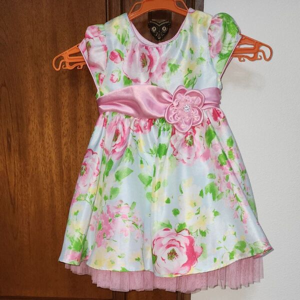 美品☆女の子 花柄ワンピース 80サイズ ピンクホームクリーニング済