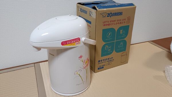 ZOJIRUSHI 押すだけポット*AB-RB22*美品 魔法瓶 2.2L 卓上 ガラスマホービン象印*送料無料*白ホワイト箱取説