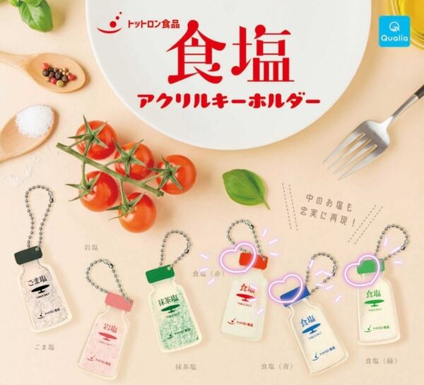 食塩 アクリルキーホルダー 赤 青 緑 カプセルトイ トットロン食品