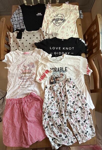 ■Aまとめ売り 女の子 150 半袖 Tシャツ パンツ他 服 メゾピアノ有 春 夏服 8点