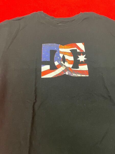 DC メンズTシャツ アメリカ国旗柄 ブラック L