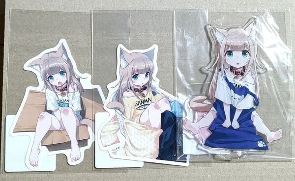 DMMスクラッチ うちのねこが女の子でかわいい スクラッチ アクリルスタンド ステッカー エプロン かご ダンボール
