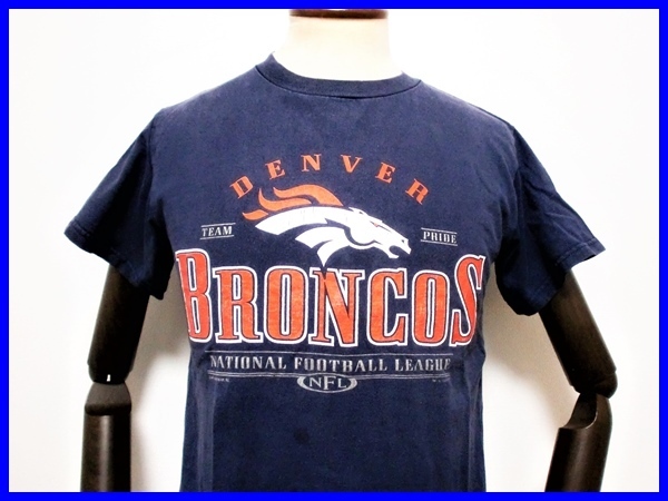 即決! NFL デンバーブロンコス 丸胴タイプ 半袖Tシャツ メンズS-M相当 Denver Broncos VF KNITWEAR INC