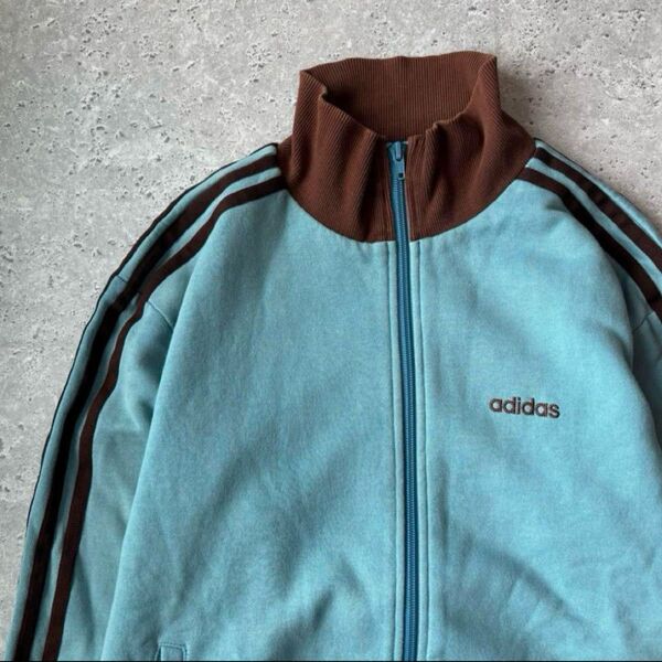 【高配色】adidas 00s トラックジャケット ライトブルー ブラウン M
