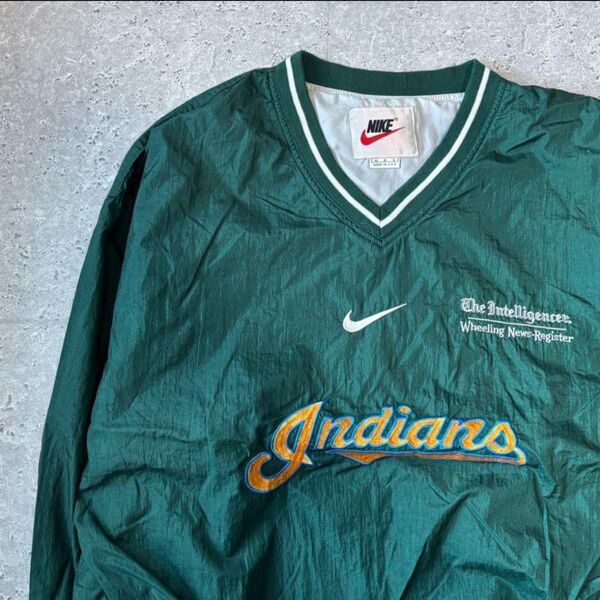 NIKE 90s プルオーバー ナイロン ビックロゴ 銀タグ グリーン XL