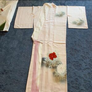 訪問着 新品未使用☆美品着物☆正絹☆ピンク牡丹柄☆早い者勝ち