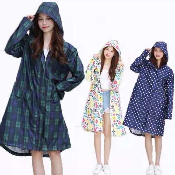 新品 未使用 レインコート 梅雨対策 ポンチョ カッパ ネイビー 水玉