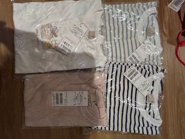 プティマイン 120cm 半袖 Tシャツ4着セット 接触冷感2枚