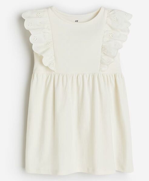 h&m ラッフルトリムワンピース 110cm/115cm ワンピース 半袖 ホワイト