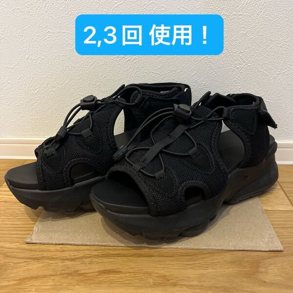 M 23.5 スポサン スポーツサンダル 厚底 黒 ブラック ドロスト シンプル