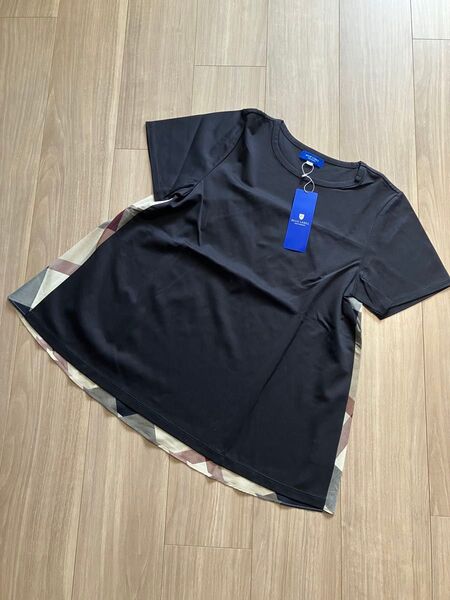 ブルーレーベルクレストブリッジ カットソー Tシャツ 背面チェック 半袖 ネイビー 38M 新品タグ付