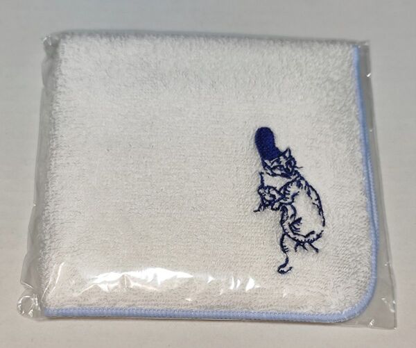 【新品未開封品】 鳥獣戯画 今治タオルのタオルハンカチ 烏帽子猫 刺繍入り 白 ホワイト高山寺
