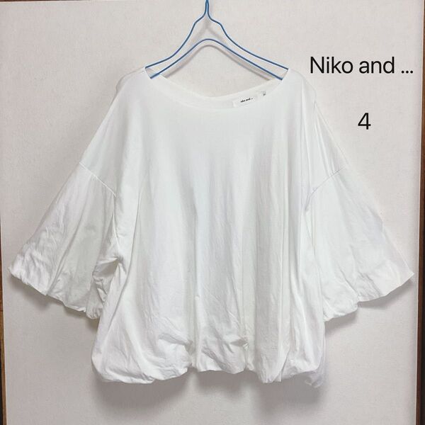 niko and ... ニコアンド バルーンスリーブTシャツ L白ホワイト半袖