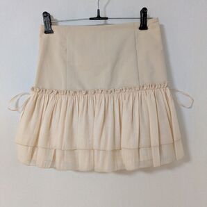 ワンアフターアナザーナイスクラップ ミニスカート 裾フリル リボン スカショーパン ガーリー ベージュ F