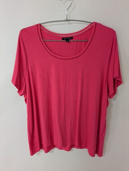 TOMMY HILFIGER トミーヒルフィガー 半袖 Tシャツ カットソー レーヨン混 ピンク 2X 2XL 大きいサイズ