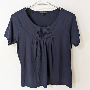 LAURA ASHLEY ローラアシュレイ 半袖 カットソー Tシャツ 綿混 ネイビー L