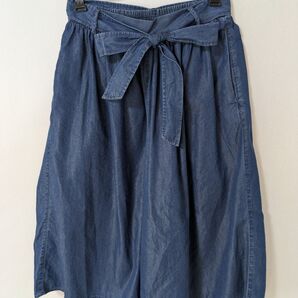 chocol raffine robe デニム ガウチョパンツ ベルト付き 綿 ナイロン ネイビー F