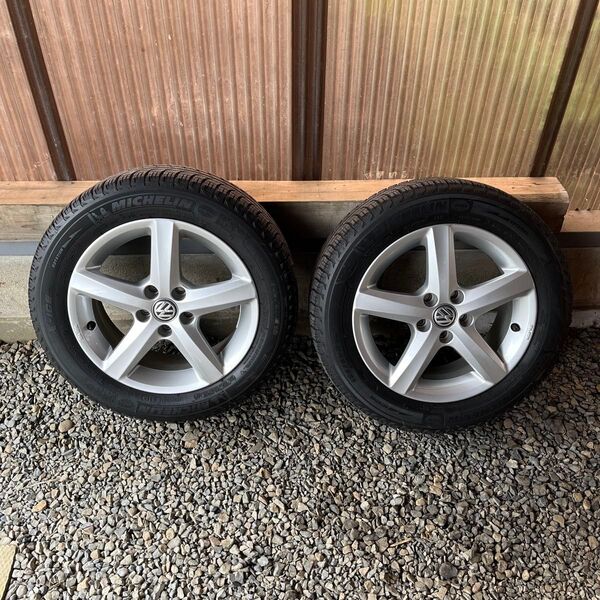 VW純正アルミホイール スタッドレスタイヤ4本セットミシュラン185/60R15 2本、説明文をよくお読み下さい。(2)