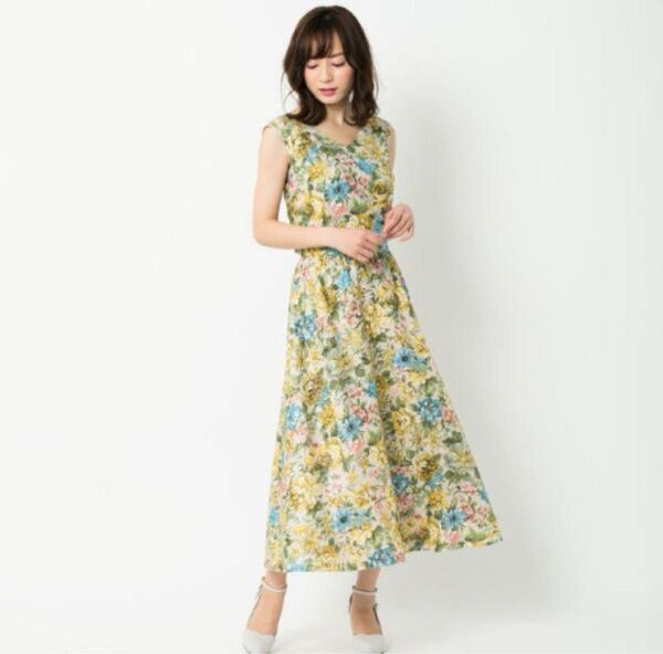 MISCH MASCH 花柄 ロングワンピース Aライン バックリボン リゾート