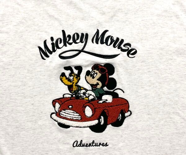 新品未使用 タグ付き ミッキーマウス プルート サガラ刺繍 Tシャツ 5L グレー Disney ディズニー