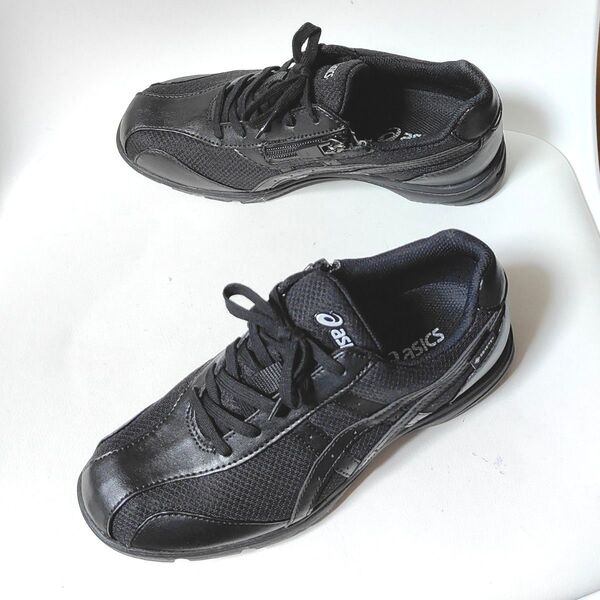 【美品】ASICS アシックス ウォーキングシューズ サイドジップ ゴアテックス 黒 ブラック 22.5cm 1292A012