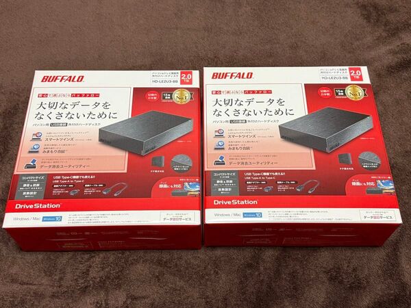 BUFFALO 外付けハードディスク HD-LE2U3-BB 2TB 2個セット