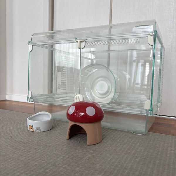 【GEX】ハムスター飼育ケース グラスハーモニー 360Plus クリア ゲージ ハムスター 飼育ケージ 小動物用飼育ケージ