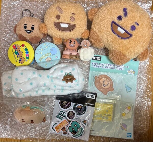 13点 グッズ SHOOKY シュキ SUGA BT21 ヘアーターバン アクスタステッカー ぬいぐるみ 他