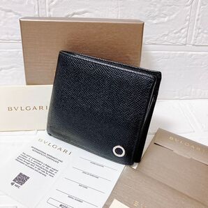 ブルガリ BVLGARI レザー 二つ折り 折り財布 ブラック メンズ ON394 ウォレット 黒