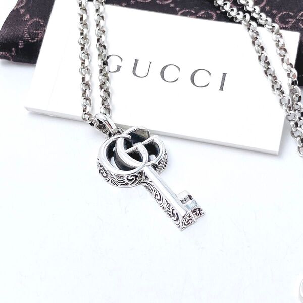 洗浄済*グッチ GUCCI 925 ネックレス シルバー 鍵 キー OT385 アクセサリー ペンダント メンズ レディース