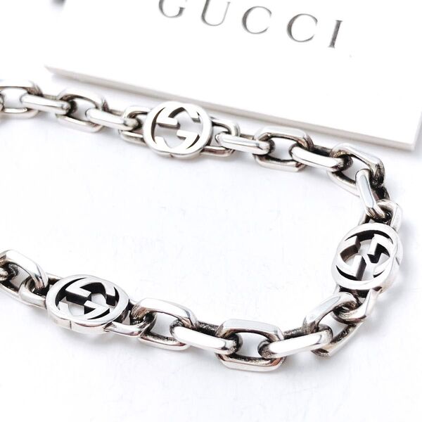 16洗浄済*グッチ GUCCI 925 ブレスレット シルバー OT156 メンズ レディース チェーン アクセサリー
