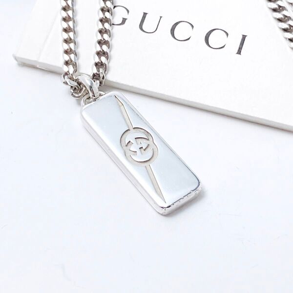 洗浄済*グッチ GUCCI 925 ネックレス シルバー メンズ OT397 アクセサリー レディース 喜平チェーン ペンダント