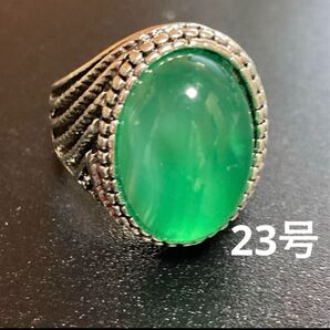 グリーン アゲート 瑪瑙 ヴィンテージ 天然石 パワーストーン ガレッジ レトロ 23号 アンティーク メキシカン メンズ リング