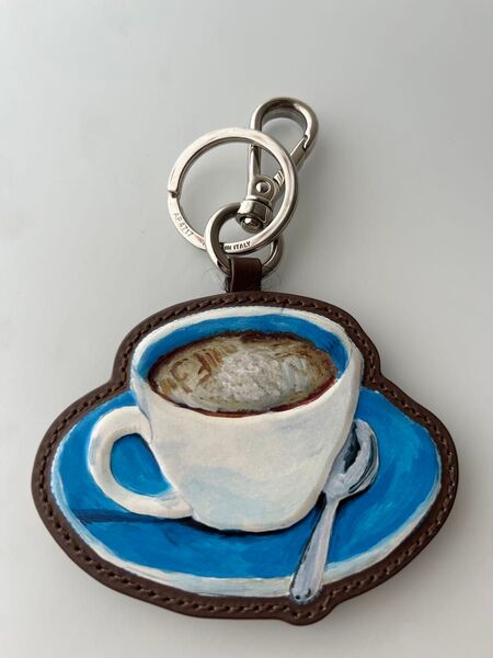 FENDI コーヒーカップ レザーキーホルダー キーリング バッグチャーム