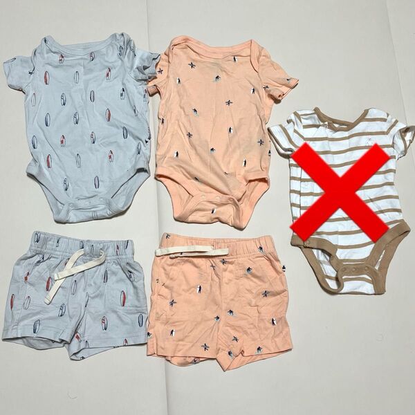 GAP ベビー ロンパース ハーフパンツ セットアップ 70サイズ 双子 新生児