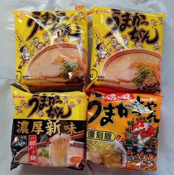 うまかっちゃん 九州とんこつラーメン 復刻版 濃い味あり!濃厚新味! 4食セット ゆうパケット!袋詰め!ラスト!