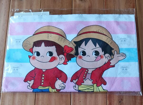 不二家 milky ワンピース ペコちゃん ルフィ フェイスタオル 未開封品!