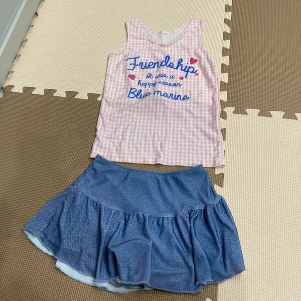 キッズ kids 水着 上下セット 女の子 ボーダー 140㎝