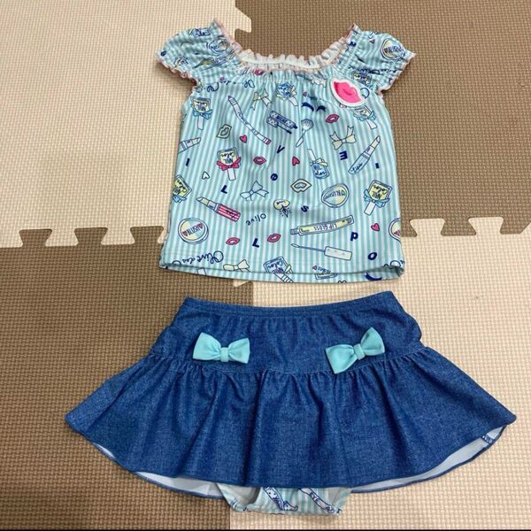 キッズ kids 水着 上下セット 女の子 リボン 110㎝
