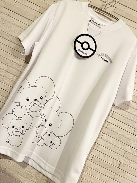 新品タグ付き★ポケモン イッカネズミ DRY メッシュ Tシャツ ホワイト L ドライTシャツ 期間限定 男女兼用 ユニセックス
