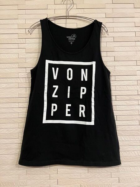 【美品】VONZIPPER ボンジッパー ワンピース ミニワンピ Mサイズ 夏服 タンクトップ ブラック サーフ 水着の上に着る服