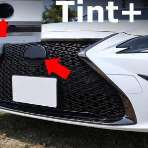 Tint+カット済み エンブレム スモークフィルム(ブラックスモーク5% 前後2枚セット) レクサスES300h AXZH10